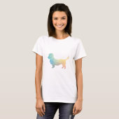Dandie Dinmont Hondenras Geo Silhouette pastel T-shirt (Voorkant volledig)