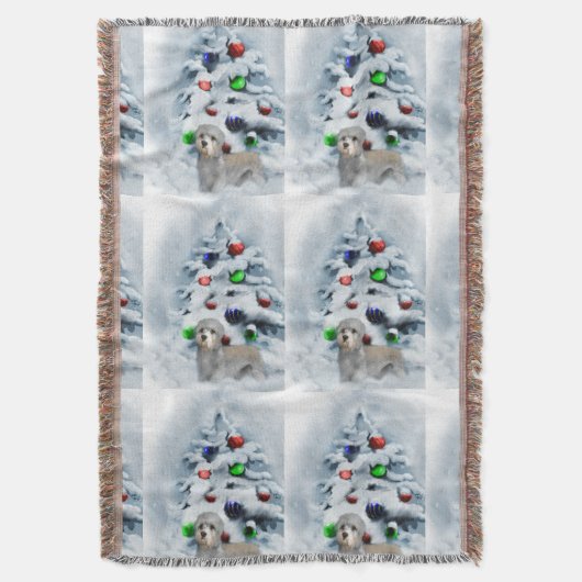 Dandie Dinmont Kerstmis Deken (Voorkant Verticaal)