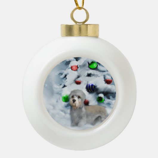 Dandie Dinmont Kerstmis Keramische Bal Ornament (Voorkant)