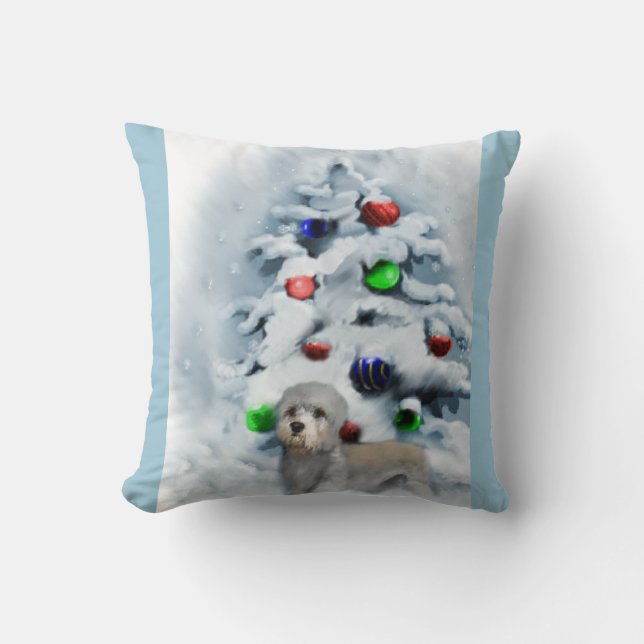 Dandie Dinmont Kerstmis Kussen (Voorkant)