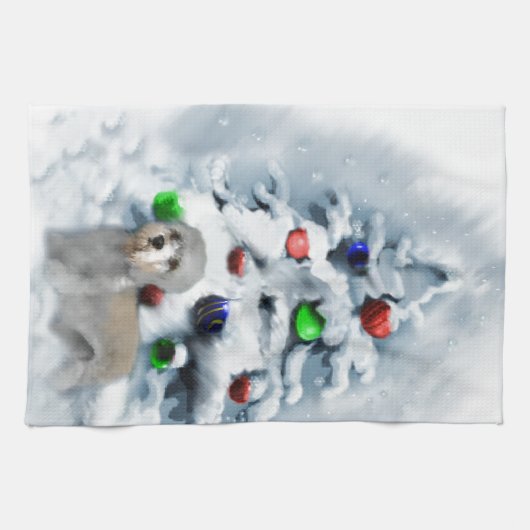 Dandie Dinmont Kerstmis Theedoek (Horizontaal)