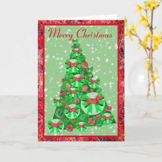 Dandie Dinmont Terrier Cute Dog Bow kerstboom Kaart (Gele Bloem)