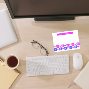 Dandie Dinmont Terrier Dog & Paw Hot Pink & Blue Post-it® Notes