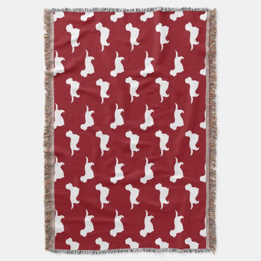 Dandie Dinmont Terrier Dog Silhouettes Pattern Red Deken (Voorkant Verticaal)
