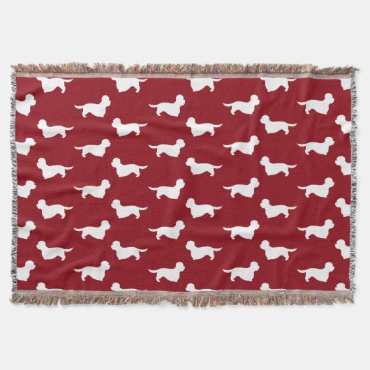 Dandie Dinmont Terrier Dog Silhouettes Pattern Red Deken (Voorkant)