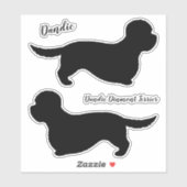Dandie Dinmont Terrier Dog Silhouettes Sticker Set (Vel)