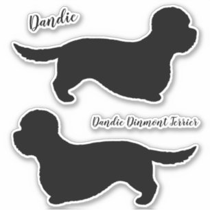 Dandie Dinmont Terrier Dog Silhouettes Sticker Set