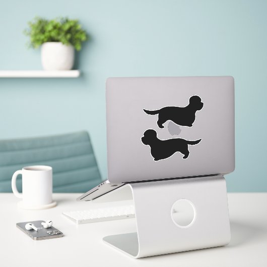 Dandie Dinmont Terrier Dog Silhouettes Sticker Set (Laptop op bureau)