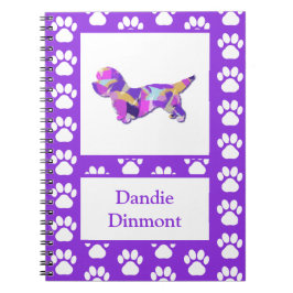 Dandie Dinmont Terriër Hond Silhouet PurplePY&B Notitieboek