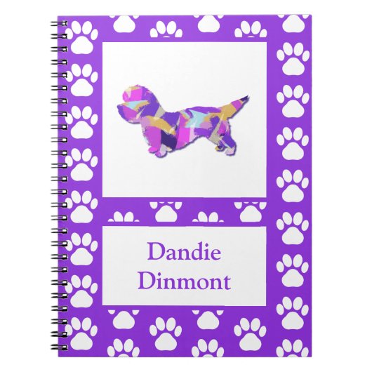 Dandie Dinmont Terriër Hond Silhouet PurplePY&B Notitieboek (Voorkant)