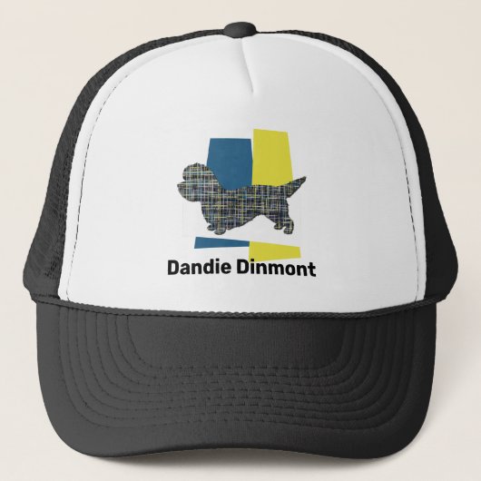 Dandie Dinmont Terriër Hond Silhouet Tri Grid Trucker Pet (Voorkant)