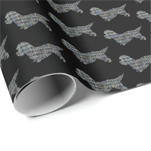 Dandie Dinmont Terriër Hond Silhouet Y&B Zwart Cadeaupapier (Rol Hoek)