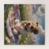 Dandie Dinmont Terrier in een Picknick Legpuzzel (Horizontaal)