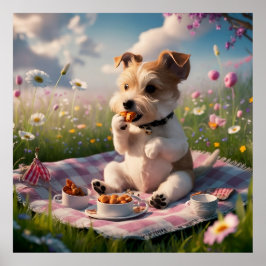 Dandie Dinmont Terrier in een Picknick Poster