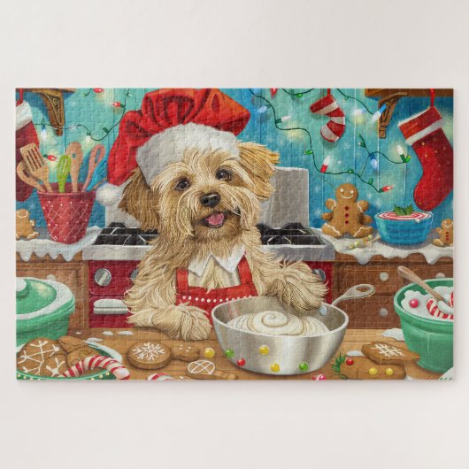 Dandie Dinmont Terrier Kerstbakken: Kerstmis Legpuzzel (Horizontaal)