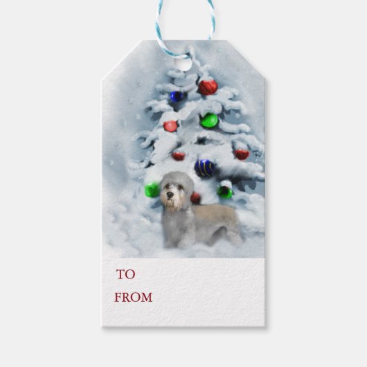 Dandie Dinmont Terrier Kerstmis Cadeaulabel (Voorkant)