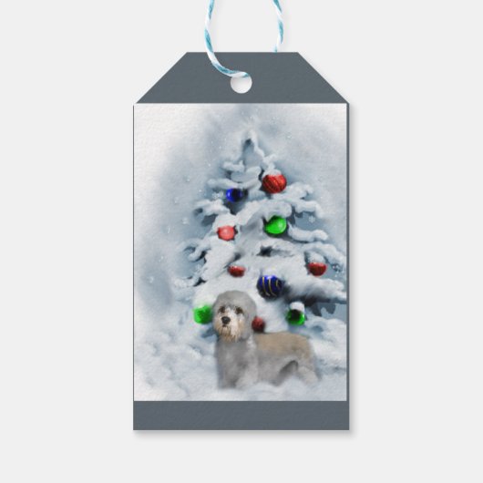 Dandie Dinmont Terrier Kerstmis Cadeaulabel (Achterkant)