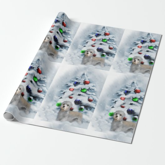 Dandie Dinmont Terrier Kerstmis Cadeaupapier (Uitgerold)