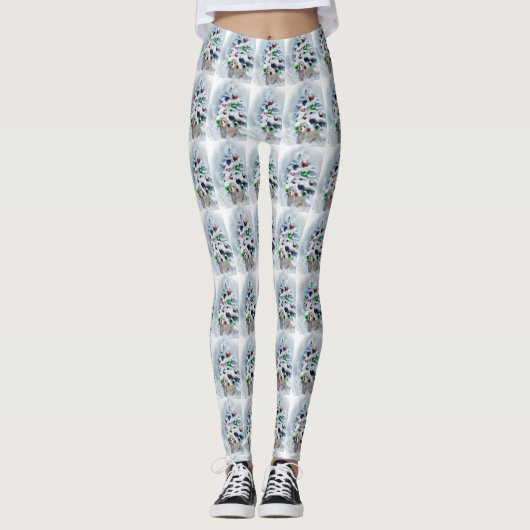 Dandie Dinmont Terrier Kerstmis Leggings (Voorkant)