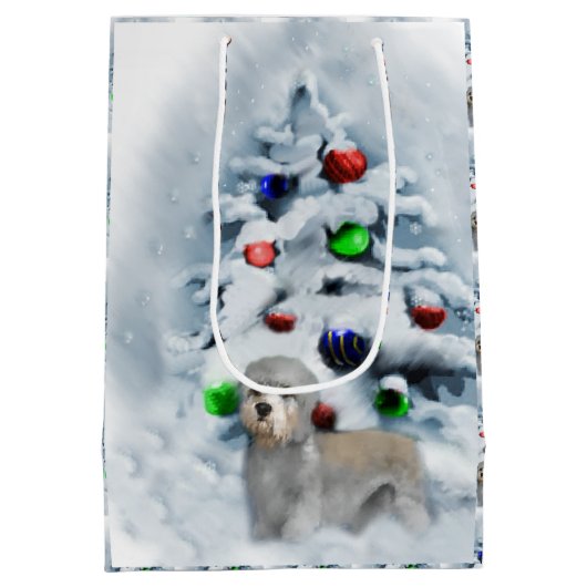 Dandie Dinmont Terrier Kerstmis Medium Cadeauzakje (Achterkant)