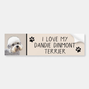 Dandie Dinmont Terrier Painting Original Dog Art Bumpersticker