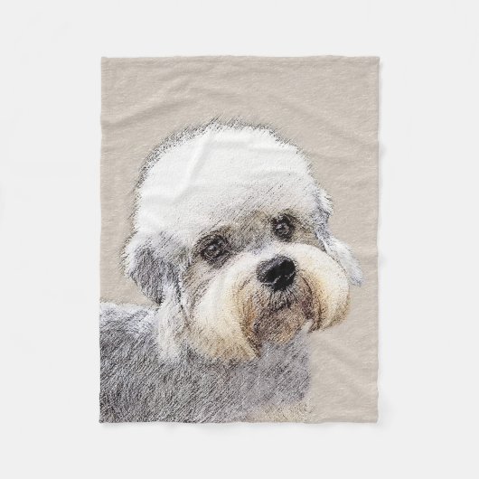 Dandie Dinmont Terrier Painting Original Dog Art Fleece Deken (Voorkant)