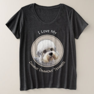 Dandie Dinmont Terrier Painting Original Dog Art Grote Maat T-shirt