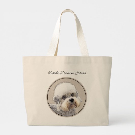 Dandie Dinmont Terrier Painting Original Dog Art Grote Tote Bag (Achterkant)