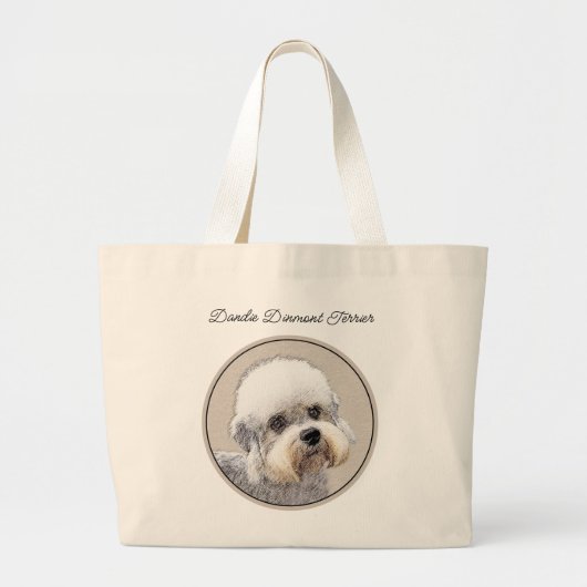 Dandie Dinmont Terrier Painting Original Dog Art Grote Tote Bag (Voorkant)