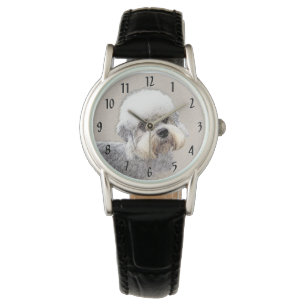 Dandie Dinmont Terrier Painting Original Dog Art Horloge