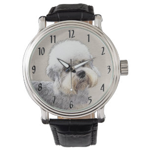 Dandie Dinmont Terrier Painting Original Dog Art Horloge