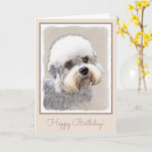 Dandie Dinmont Terrier Painting Original Dog Art Kaart (Gele Bloem)