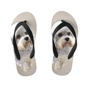 Dandie Dinmont Terrier Painting Original Dog Art Kinder Teenslippers