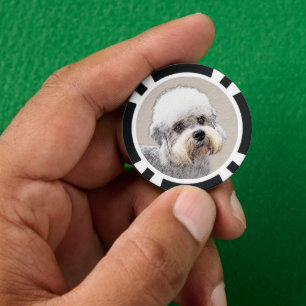 Dandie Dinmont Terrier Painting Original Dog Art Poker Chips