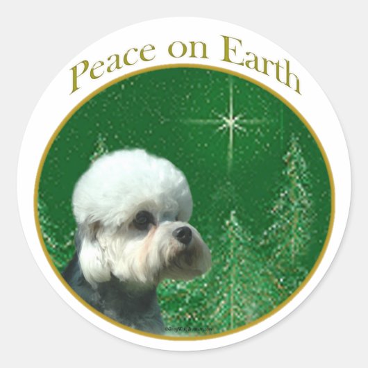 Dandie Dinmont Terrier Peace Ronde Sticker (Voorkant)