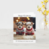 Dandie Dinmont Terrier Puppies Kerst Kaart (Gele Bloem)