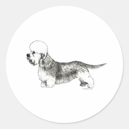 Dandie Dinmont Terrier Ronde Sticker (Voorkant)