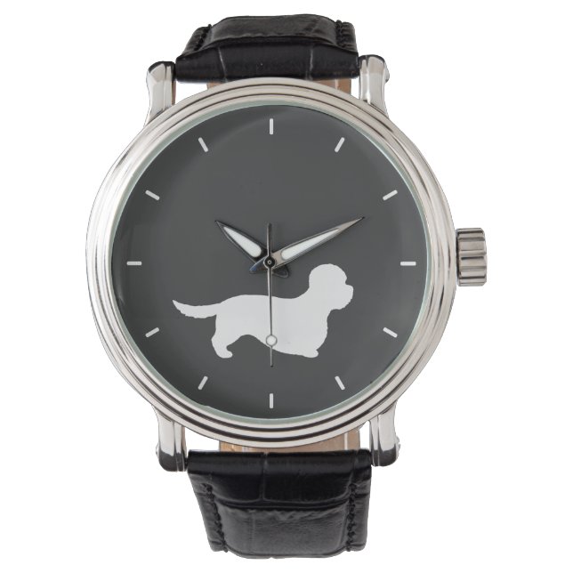 Dandie Dinmont Terrier Silhouet Horloge (Voorkant)
