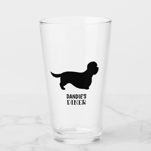 Dandie Dinmont Terrier Silhouette Custom Hondenras Glas (Voorkant)