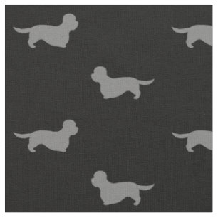 Dandie Dinmont Terrier Silhouetten Grijs en Zwart Stof