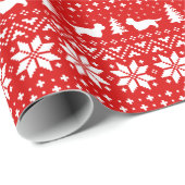 Dandie Dinmont Terrier Silhouetten Kerst Rood Cadeaupapier (Rol Hoek)