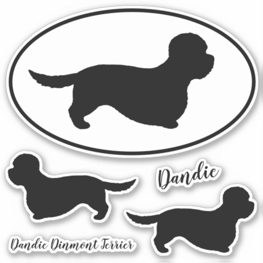 Dandie Dinmont Terrier Silhouetten Sticker Set (Voorkant)