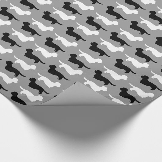 Dandie Dinmont Terrier Silhouettes Pattern Cadeaupapier (Hoek)