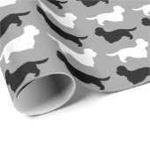 Dandie Dinmont Terrier Silhouettes Pattern Cadeaupapier (Rol Hoek)