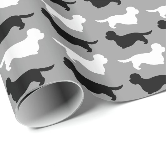 Dandie Dinmont Terrier Silhouettes Pattern Cadeaupapier (Rol Hoek)