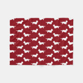Dandie Dinmont Terrier Silhouettes Pattern Red Fleece Deken (Voorkant (Horizontaal))