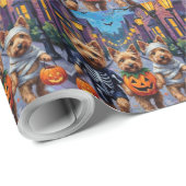 Dandie Dinmont Terrier Trick-or-Treating Halloween Cadeaupapier (Rol Hoek)