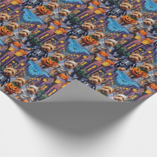 Dandie Dinmont Terrier Trick-or-Treating Halloween Cadeaupapier (Hoek)