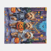 Dandie Dinmont Terrier Trick-or-Treating Halloween Fleece Deken (Voorkant (Horizontaal))
