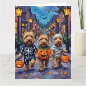Dandie Dinmont Terrier Trick-or-Treating Halloween Kaart (Voorkant)